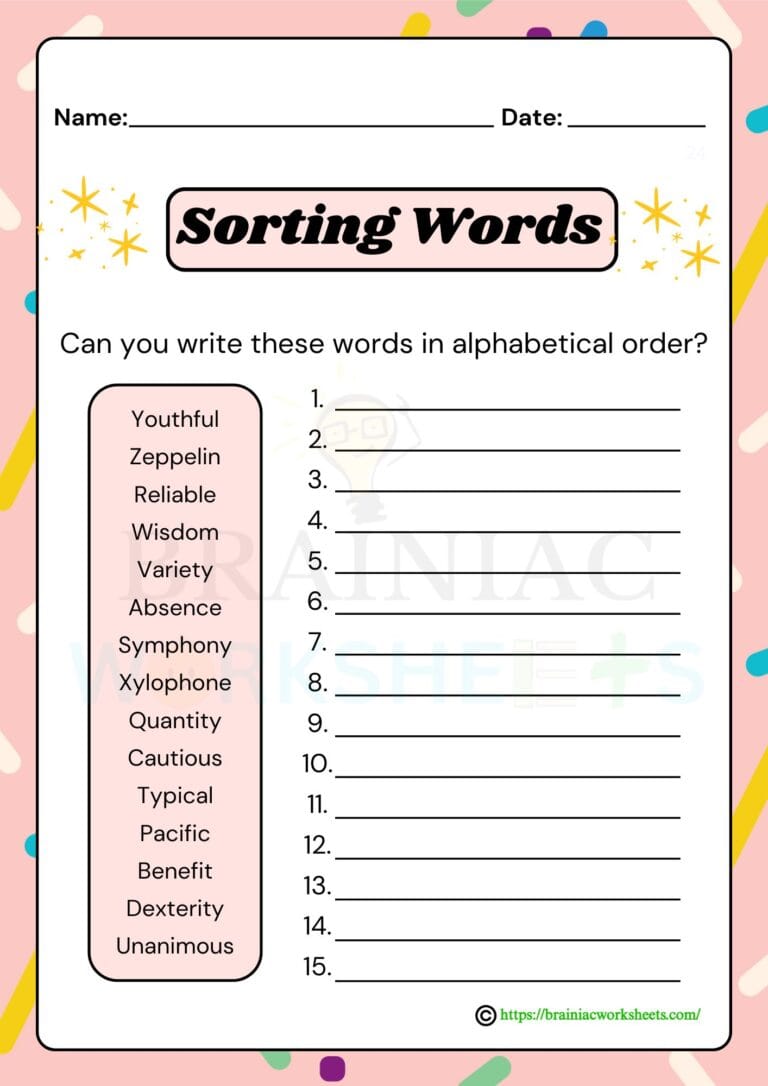 English worksheet for class 4