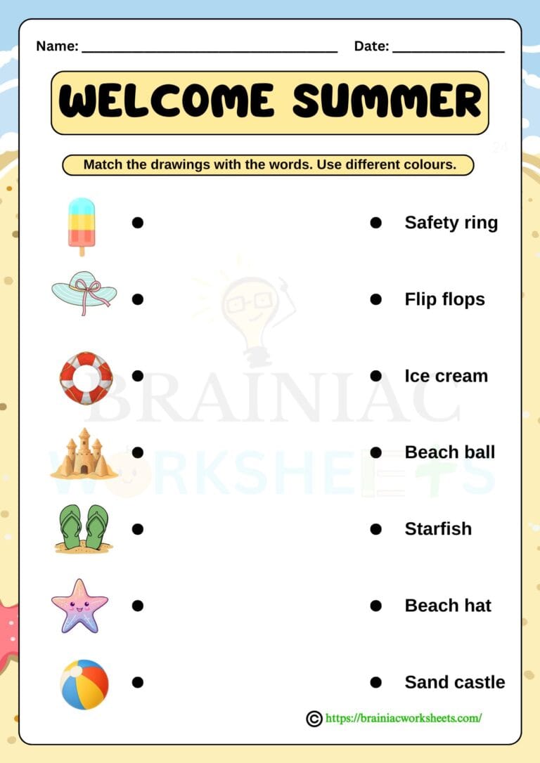 English worksheet for class 1