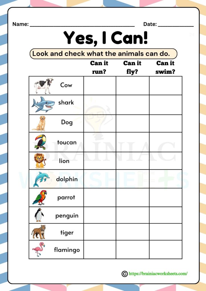 English worksheet for class 1